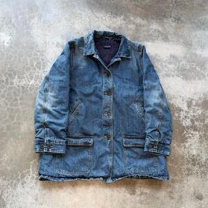Vintage 90's Lands End faded blue denim chore barn work jacket
